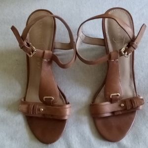Brown strappy wedges heels sz 5
